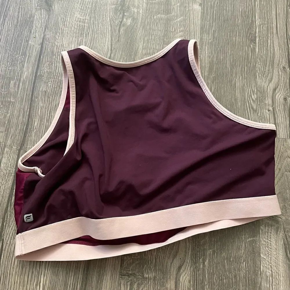 Fabletics Luana Maroon Midi Sports Bra Performance Color Block - Picture 4 of 7
